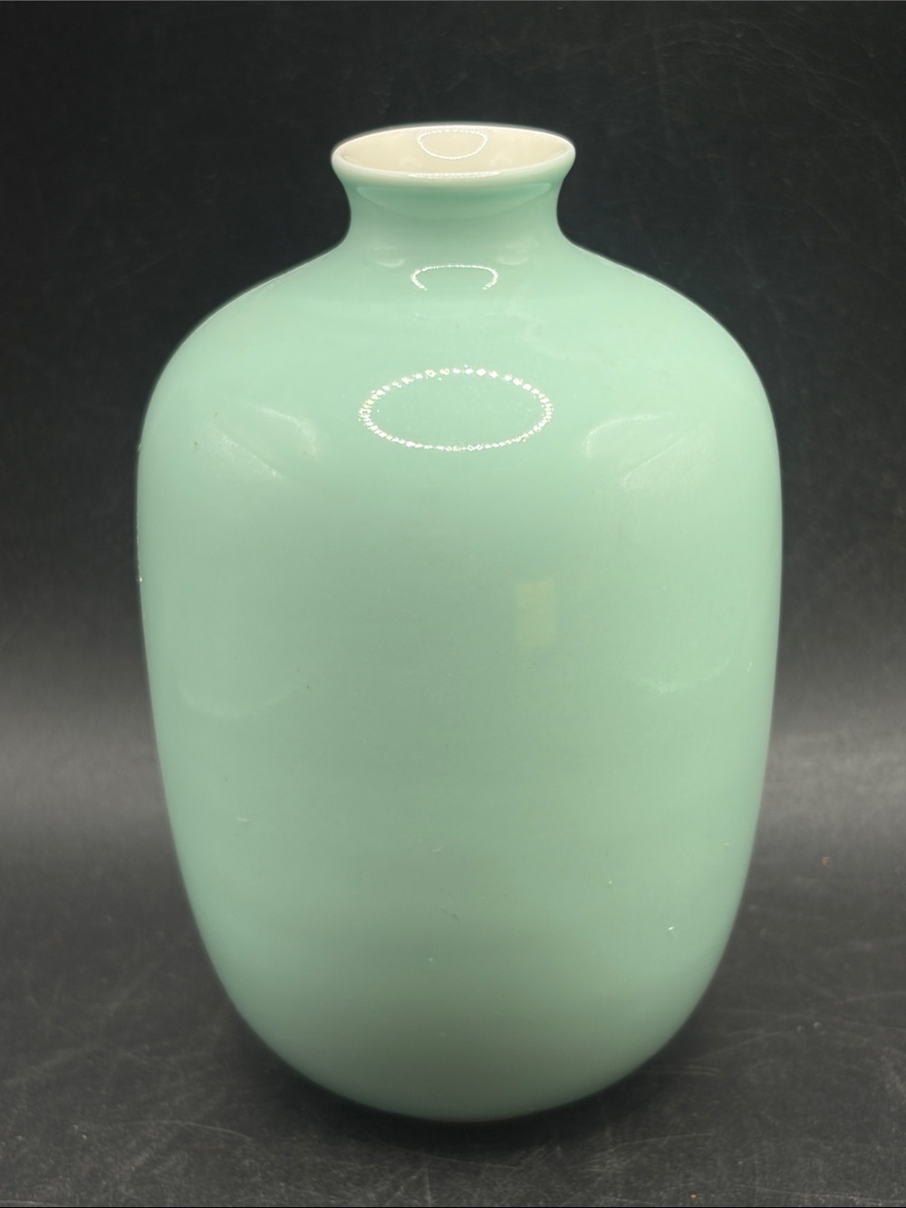 Middle Kingdom Inc. MK Celadon Porcelain Plum Vase Vessel Minimalist Home Decor